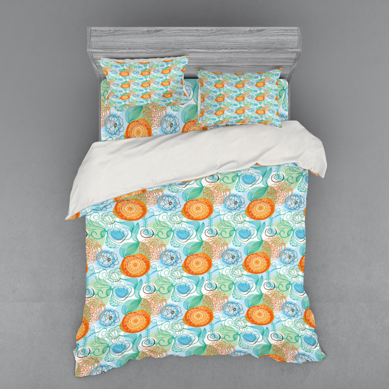 Farmhouse / Country Polyester Floral Duvet Cover, Queen Duvet Cover + 3 Additional Pieces