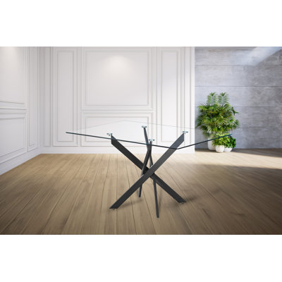 Table de salle à manger contemporaine en verre trempé