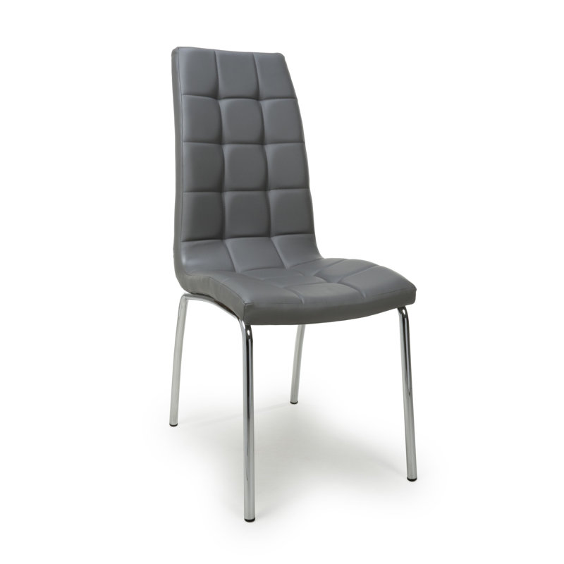 Jenner Leather Effect Dining Chair, Chrome, Grey