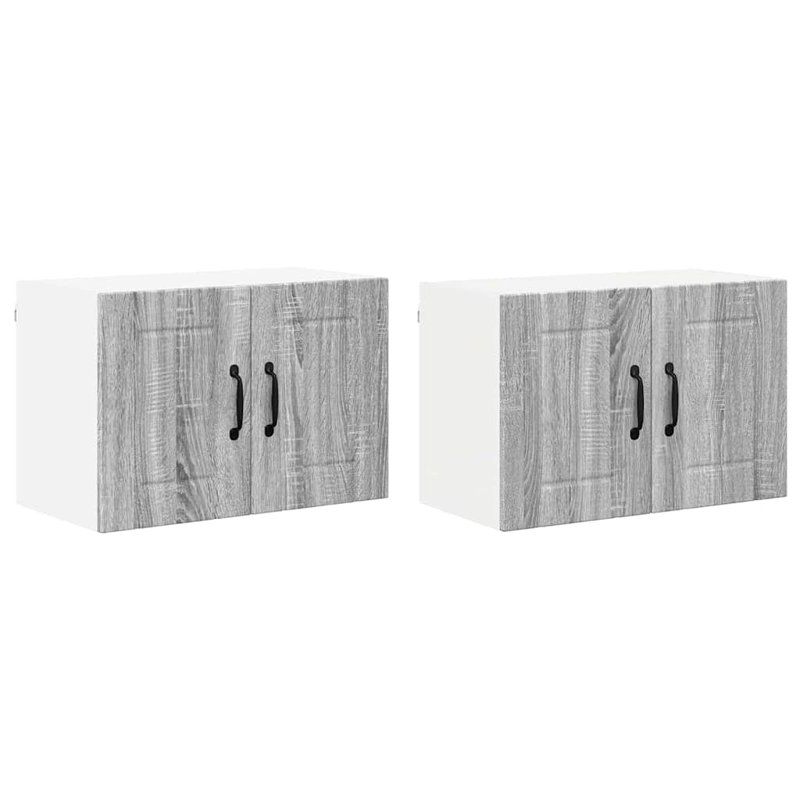 Vidaxl Kitchen Wall Cabinets 2 Pcs High Gloss White 60 X 31 X 40 Cm, Grey Sonoma
