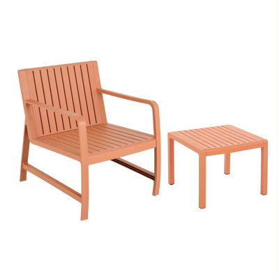 Polypropylene 2 Furniture With 1 Chair And Coffee Table, Apricot Brown, , Breathable Slatted Design, For Poolside Balcony Polypropylene, , Chair, No Special Cleaners, Indoor Living Room
