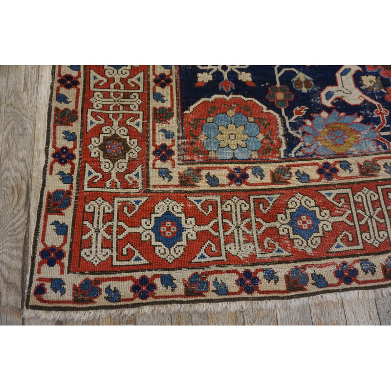 Tapis de couloir bleu antique en laine Kuba