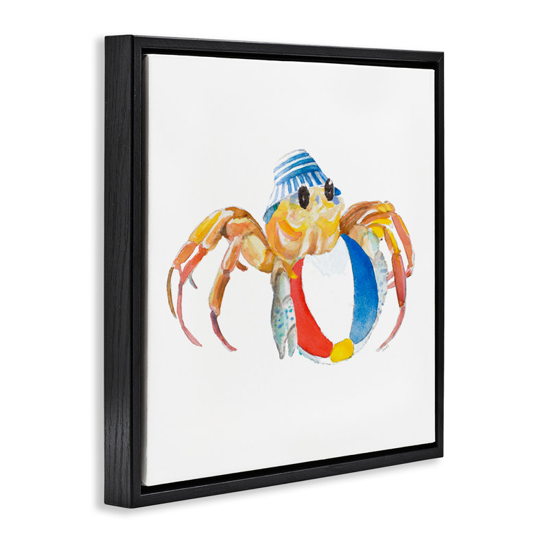 «Beach Ball Crab» par Lanie Loreth, Cadre flottant noir de jais, H 18 po x l 18 po