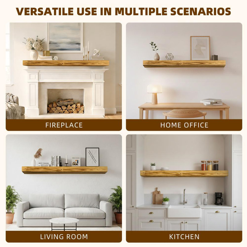 Fireplace Mantel (Natural Wood+Caramel), Natural Wood/Caramel