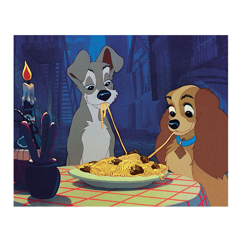 Lady and the Tramp Graphic Art Print on Canvas