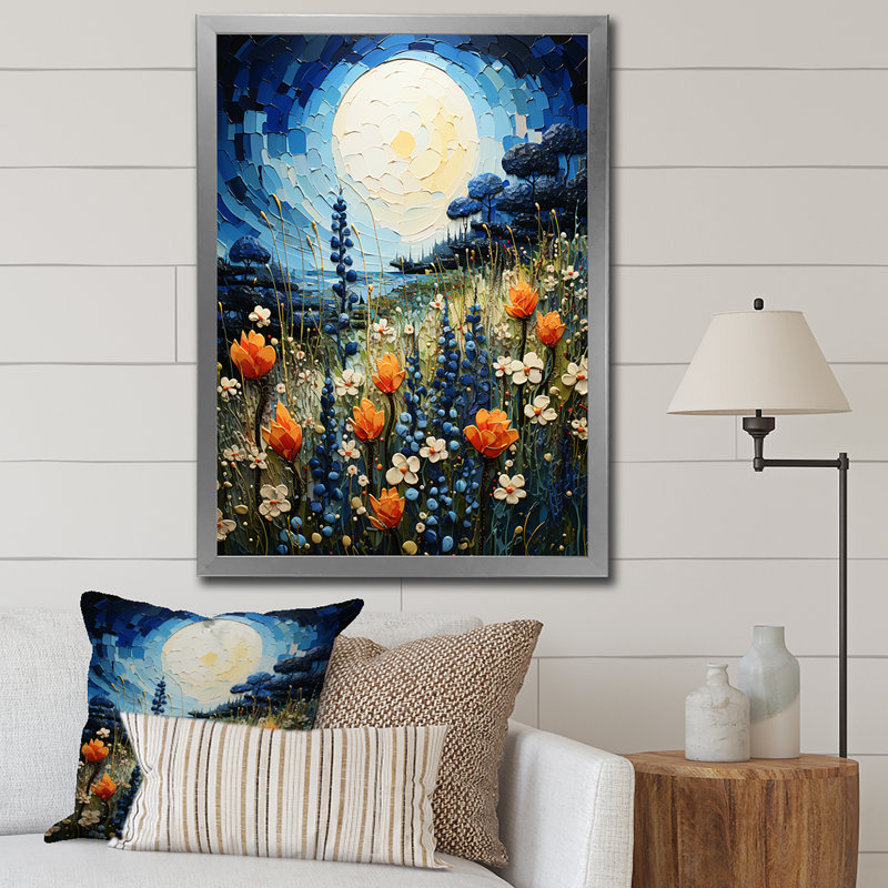 «Blue Bonnets Texan Blues II», reproduction sur toile, H 32 po x l 16 po x P 1 po, Cadre photo argenté