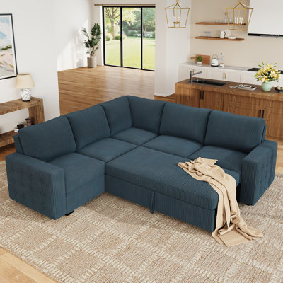 Brunella L-shaped Corner Sectional Sofa Bed with Pull-Out Bed