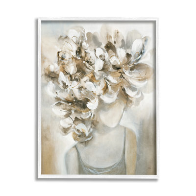 " Muted Female Portrait Abstract Floral Petal Hair " Graphic Art Painting
