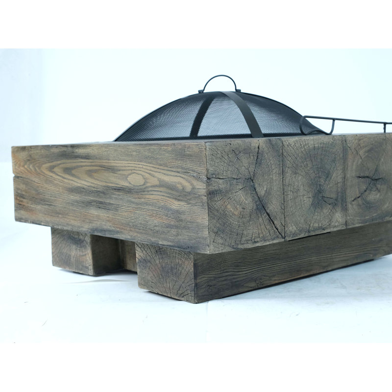 Wood-Fueled Outdoor Fire Pit With Wood Grain Design