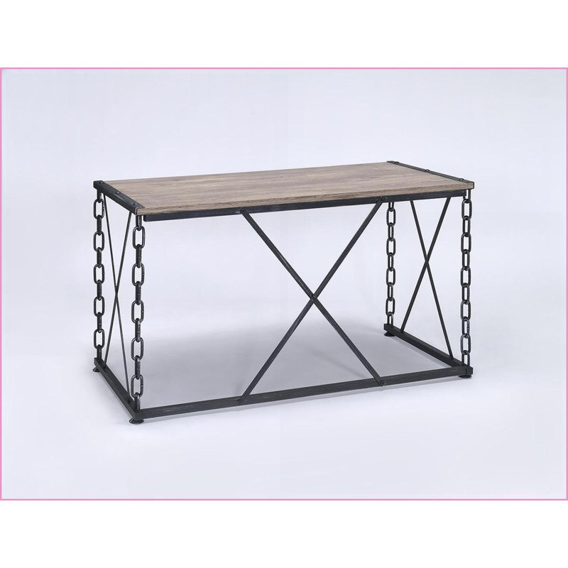 Bureaux, chêne rustique rectangulaire & amp; Bureau d'écriture industriel noir antique avec base en métal | Noir, chêne | Métal, bois synthétique