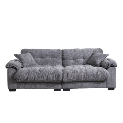 90.55”w Modern Chenille Deep Seat, cloud Couch Sectional With Pillows by Latitude Run