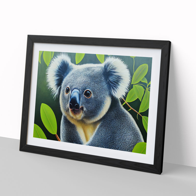 Koala Bear - Single Picture Frame Print, Black, 46cm H x 64cm W x 2cm D