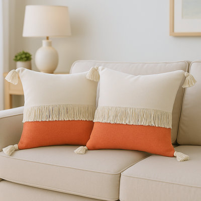 Waylen Nautical Striped 100% Cotton Throw Pillow Cover Set of 2