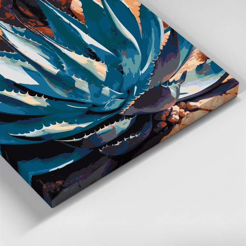«Southwestern Plants Agave Plant 148», art mural sur toile mauve, H 8 po x l 10 po