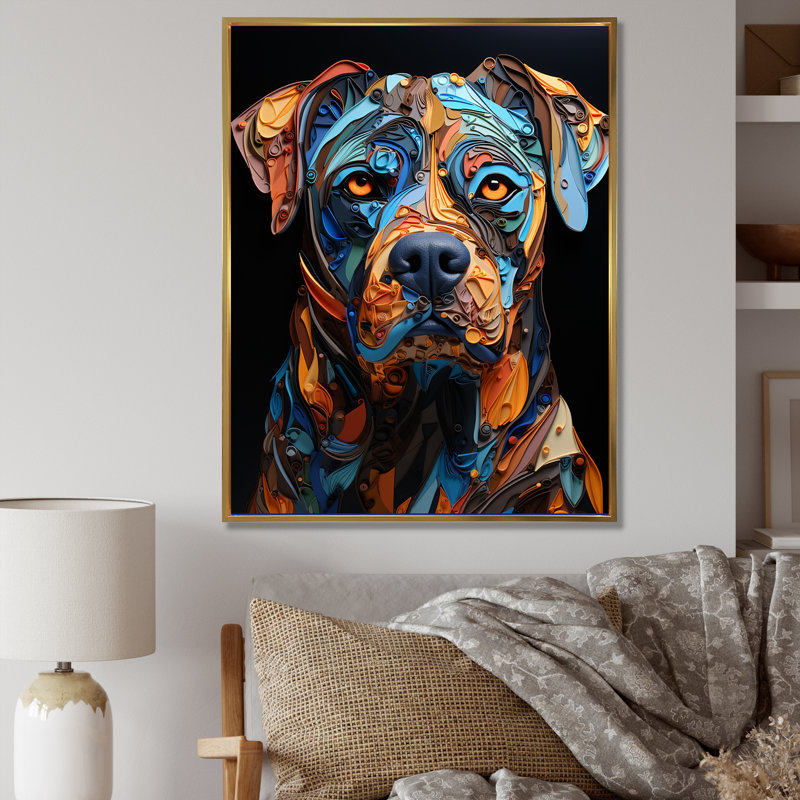 «Boxer Boldness I», art mural sur toile, H 32 po x l 24 po x P 1 po, Cadre flottant doré