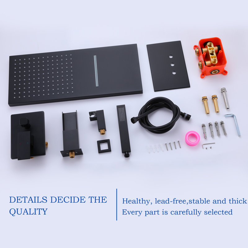 8-Inch Matte Black Multi-Head Rain Shower System with Filter