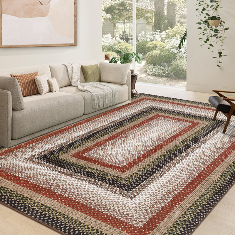 Striped Area Rug, Red, Rectangle 160 x 230 cm