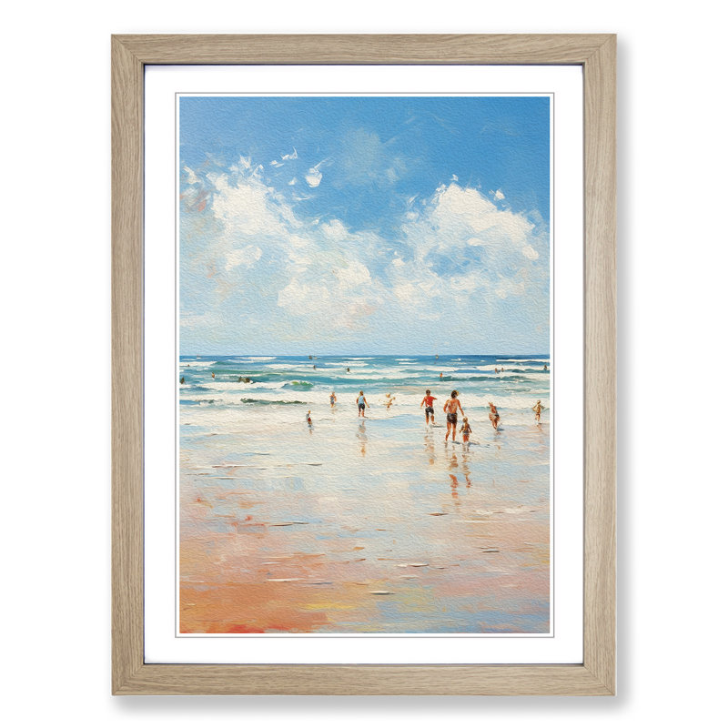 Beach Impressionism No.4 - Framed Print, 64cm H x 46cm W, Oak Framed