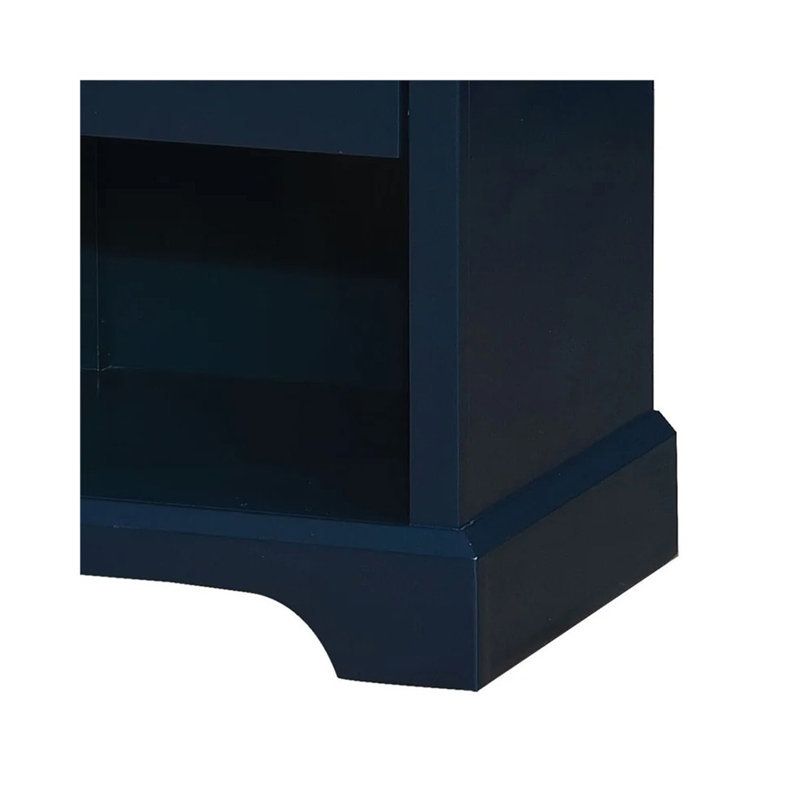 Wooden Nightstand With Bottom Shelf, Blue