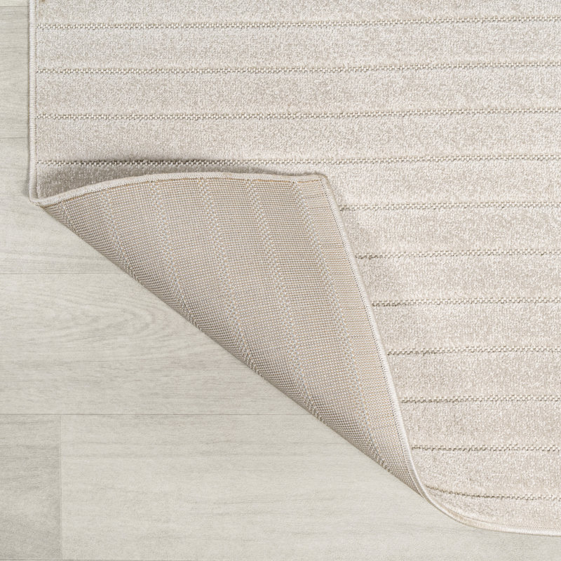 Odense High-Low Minimalist Angle Geometric Ivory/Cream Indoor/Outdoor Rug, Rectangle 7'10" x 10'