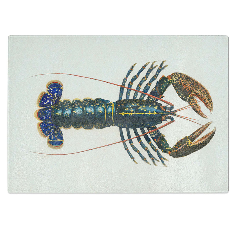 Tempered Glass Crimson Crawfish Chopping Board, 39 cm W x 28.5 cm L