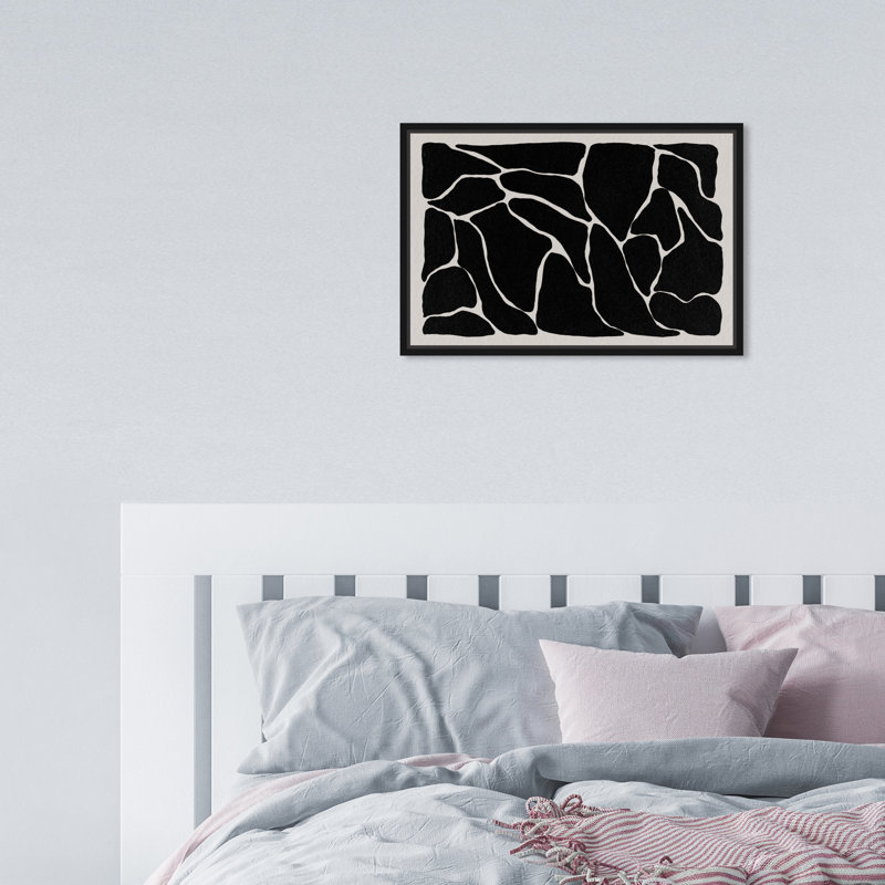 Abstrait motif girafe noir et blanc abstrait - reproduction sur toile flottante, H 11 po x l 16 po, Noir