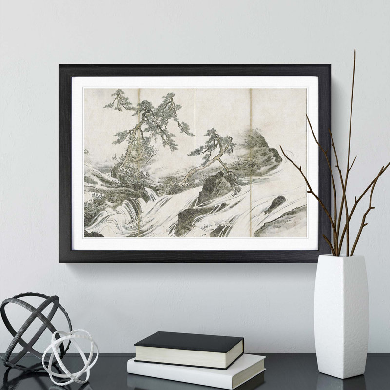 The Hozu River by Takeuchi Seiho - Picture Frame Painting Print, Black Framed, 36cm H x 48cm W x 2cm D