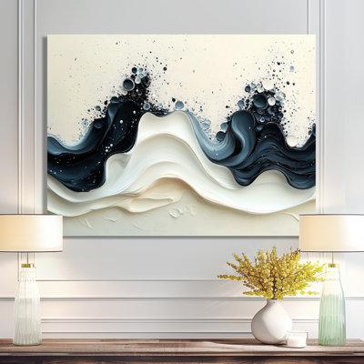 Dulvert noir blanc vague rythmique rivière V - goutte à goutte d'art mural pour le salon