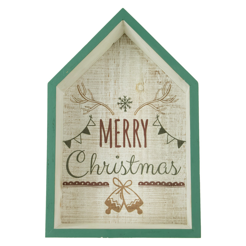 Enseigne murale 11,75 "Green Merry Christmas 3-D