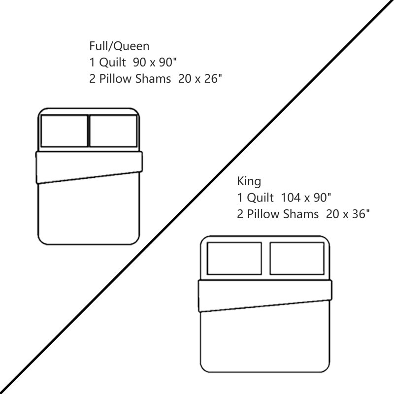 King White Cotton Reversible Quilt Set