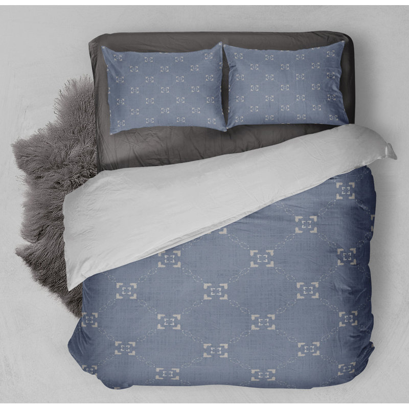 Polyester Twill Geometric Shapes Duvet Cover, King Duvet Cover + 2 King Pillowcases