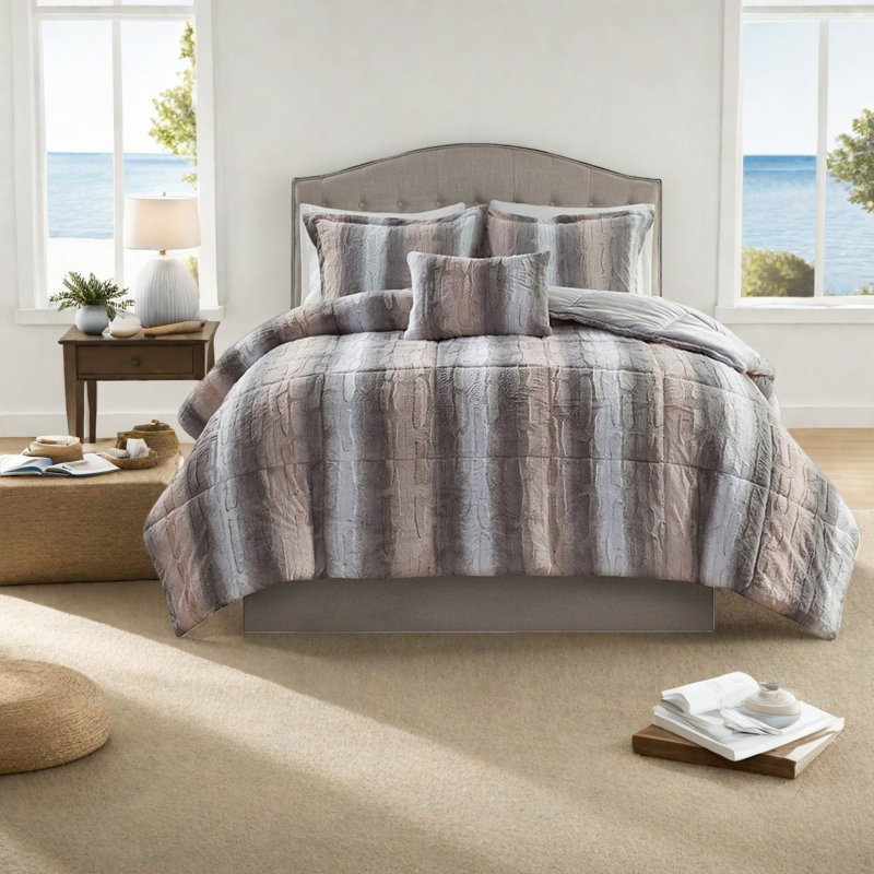 Ensembles de literie luxueux en fausse fourrure, ensemble d'édredon en polyester pour la maison