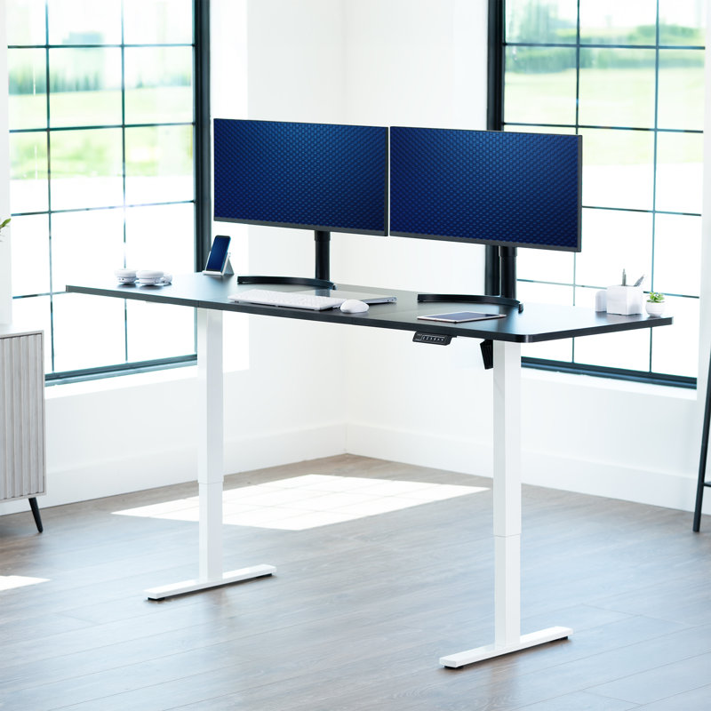 Bureau debout électrique Vivo, L 82,7 po, Blanc, Noir