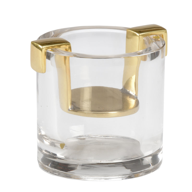 Mulberry 4.75'' H Glass Tabletop Votive Holder, Brass