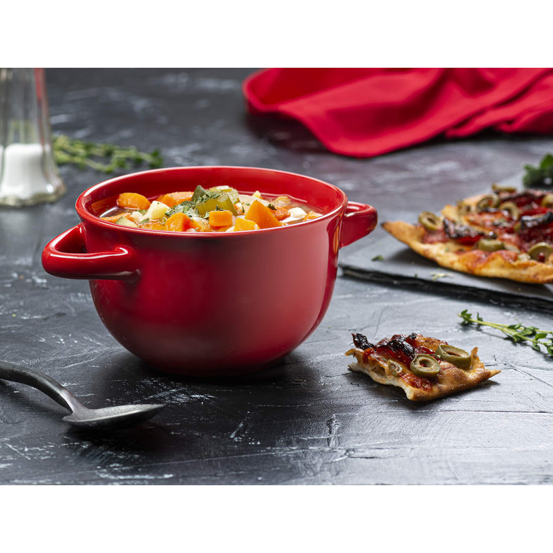 Cruche à soupe à l'oignon avec poignées, bols en céramique
