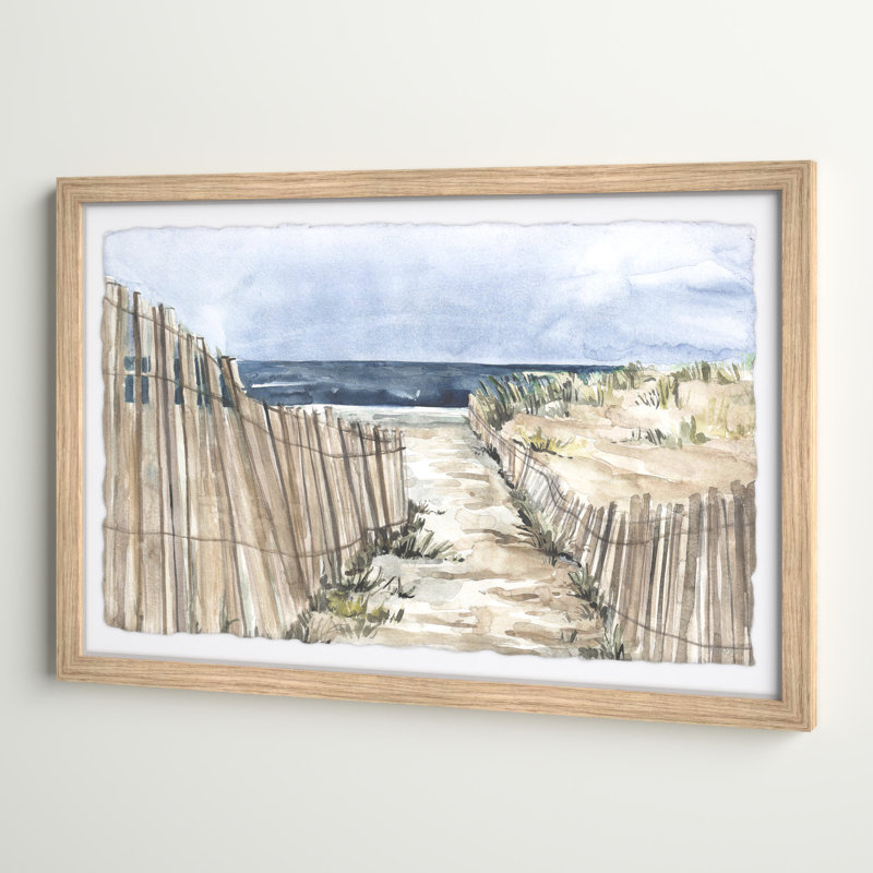 Clôture de plage inclinée - Peinture encadrée, H 24 po x l 36 po x P 1,5 po