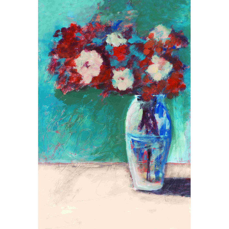 Fleurs rouges rouges - reproduction sur toile tendue, L 8 po x H 12 po
