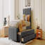 Lit plateforme tapissier simple avec lit gigogne et 3 tiroirs, tissu en lin