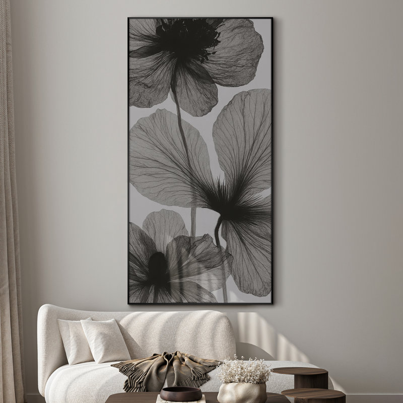 Très grande reproduction d'art sur toile - Fleurs, botanique, œuvre d'art, décoration pour le salon ou la chambre à coucher - «Assemblage requis du cadre (cadre non fini)»