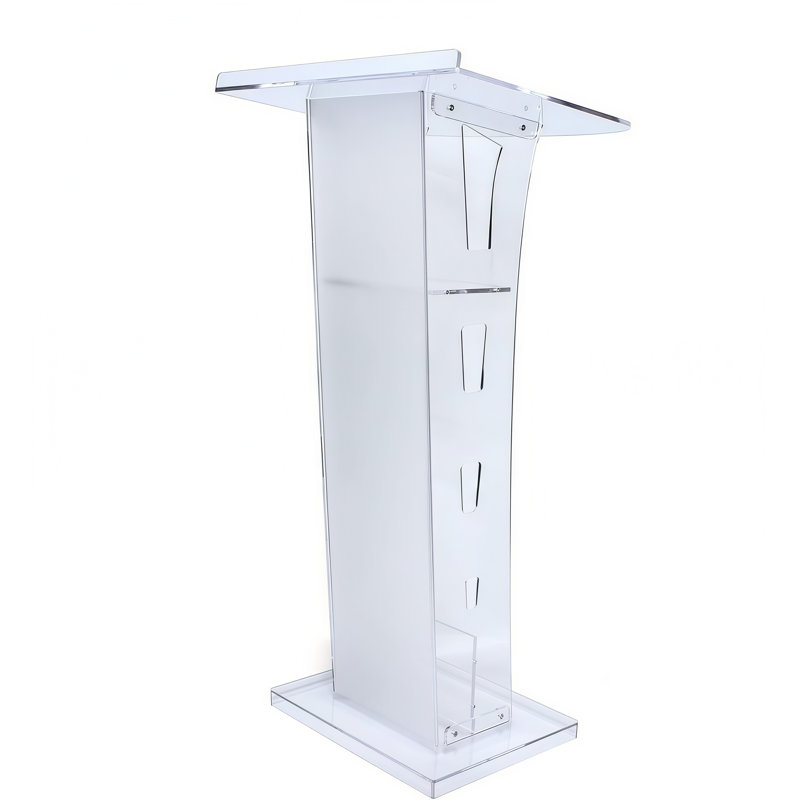 Support moderne en acrylique transparent avec éclairage à DEL RVB et télécommande, lutrin lumineux transparent de 43 po pour les églises, les conférences, les mariages et les discours