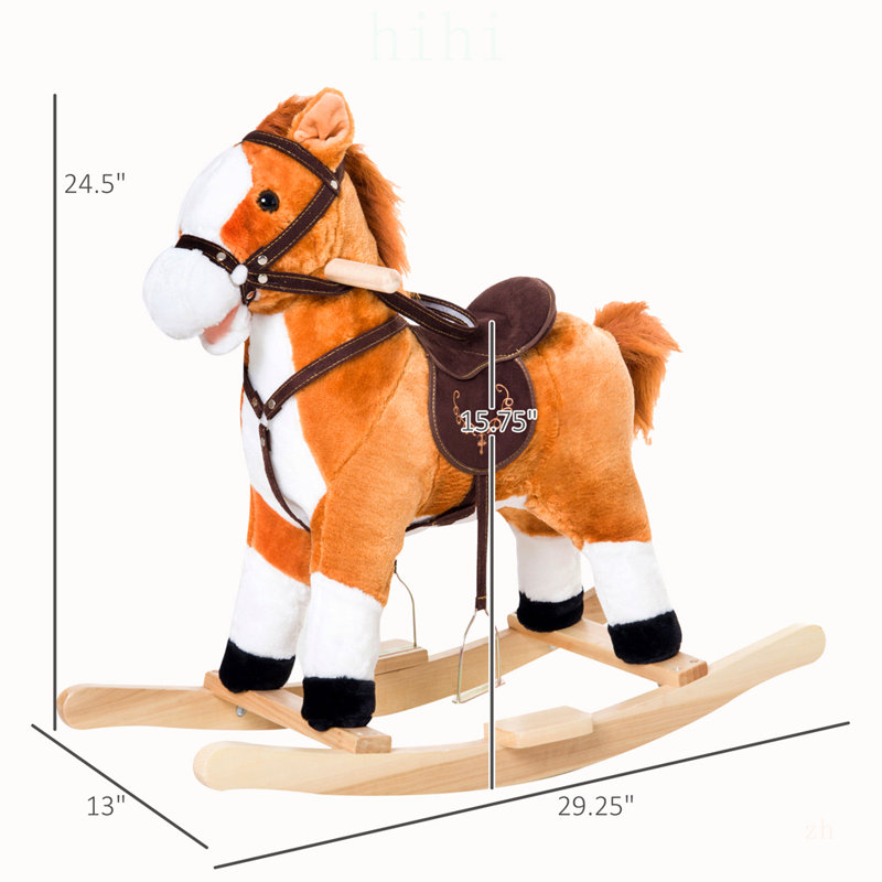 Cheval à bascule en peluche pour enfants avec sons réalistes pour un jeu interactif et un développement optimal - Brun