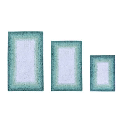 Benine Premium 100% Cotton 1615 GSM 3-Piece Bath Rug Set, OEKO-TEX® Certified, Non-Slip Spray Latex Backing, Plush Tufted Ombre Bath Mats, Super Absorbent, Machine Washable, Turquoise