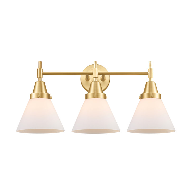 Éclairage pour meuble-lavabo de salle de bain 8 "3 lumières 26" Shauna Cone, Blanc mat, Incandescente