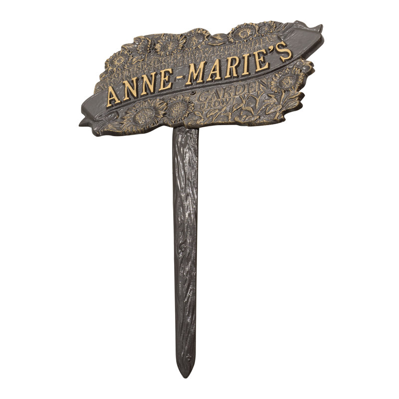 Enseigne de jardin personnalisable ccm, Bronze/Doré, Oui
