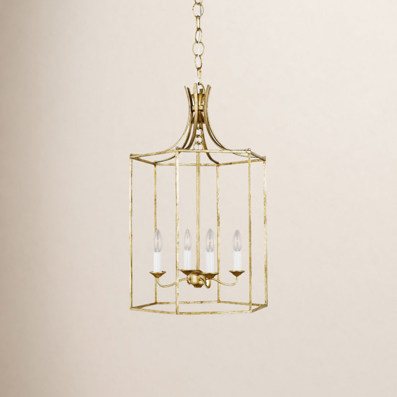 Suttons 4-Light Chandelier, Antique Gold, 27" H x 17" W x 17" D