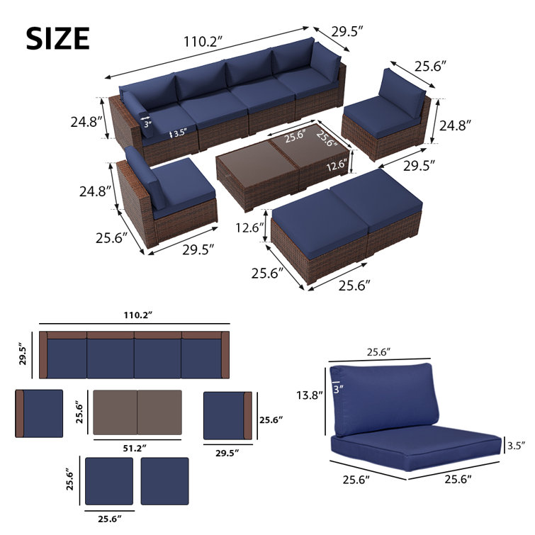 8 - Person Outdoor Seating Group with Cushions