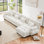 Combinaison libre, canapé modulaire modulaire, canapé en forme de L pour le salon, canapé confortable à 4 places avec repose-pieds convertible, blanc chenille