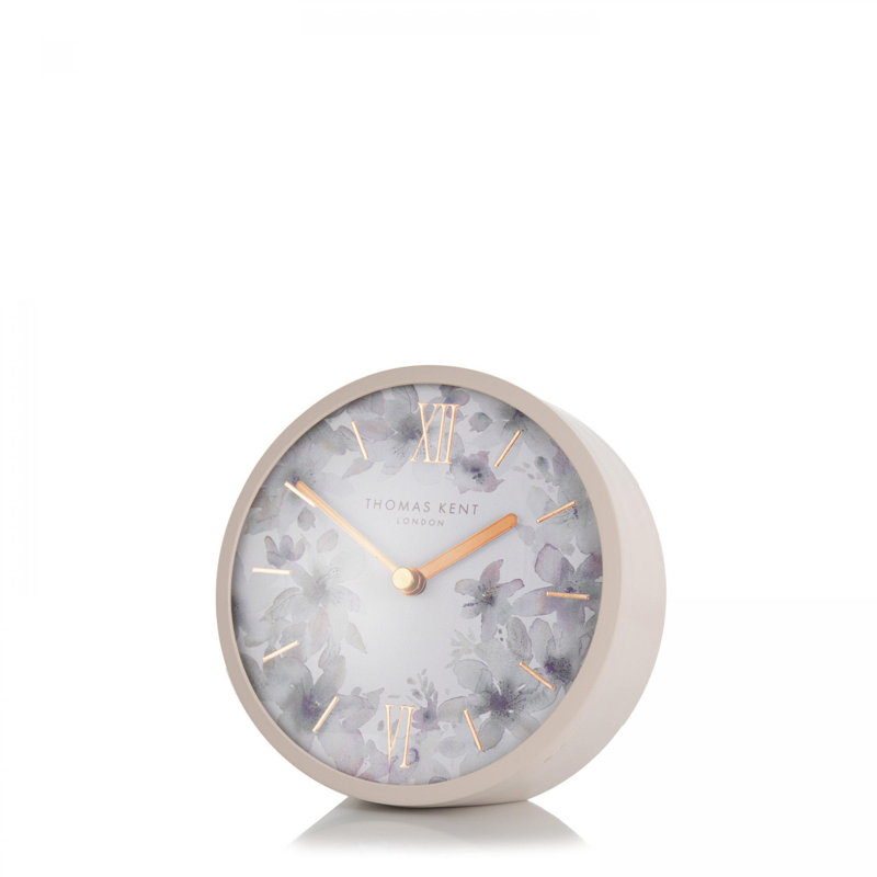Roman Numeral Mechanical Tabletop Clock in Dusty Pink