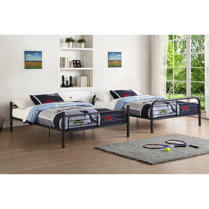 Full/Full Bunk Bed In Bristol Gunmetal Finish, Convertible To Two Single Full Beds, Metal Tube Slat System Included, Reversible , - Length Guard Rail, 6 Inch Mattress Height For Top Bunk, 38 Rail ,