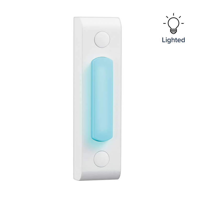 Heath Zenith White Metal Wired Lighted Push Doorbell Button